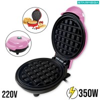 Máquina de Waffle Grill Panqueca Elétrica Prática ST-257 Starmega - Rosa